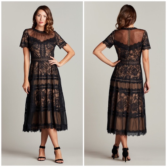 TADASHI SHOJI Camilla Lace Tea-Length Dress - Picture 2 of 7